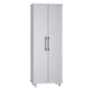 Ver imagem 5 de Armário Organizador Multiuso com 2 Portas e Rodízios Branco com Prateleiras Internas