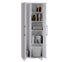 Ver imagem 4 de Armário Organizador Multiuso com 2 Portas e Rodízios Branco com Prateleiras Internas