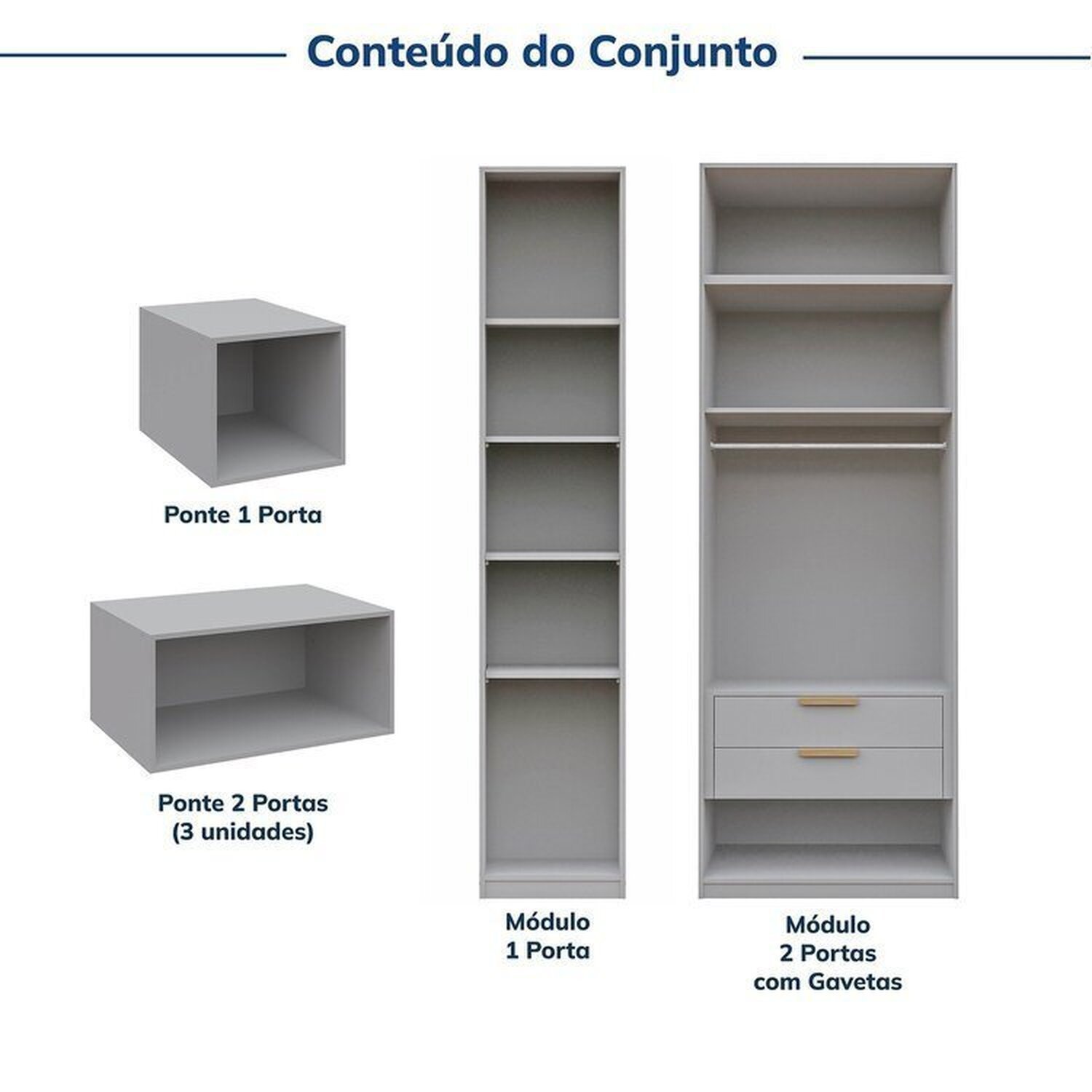 Guarda-roupa Modulado 6 Peças 10 Portas Jade Cabecasa Madeiramadeira - 5