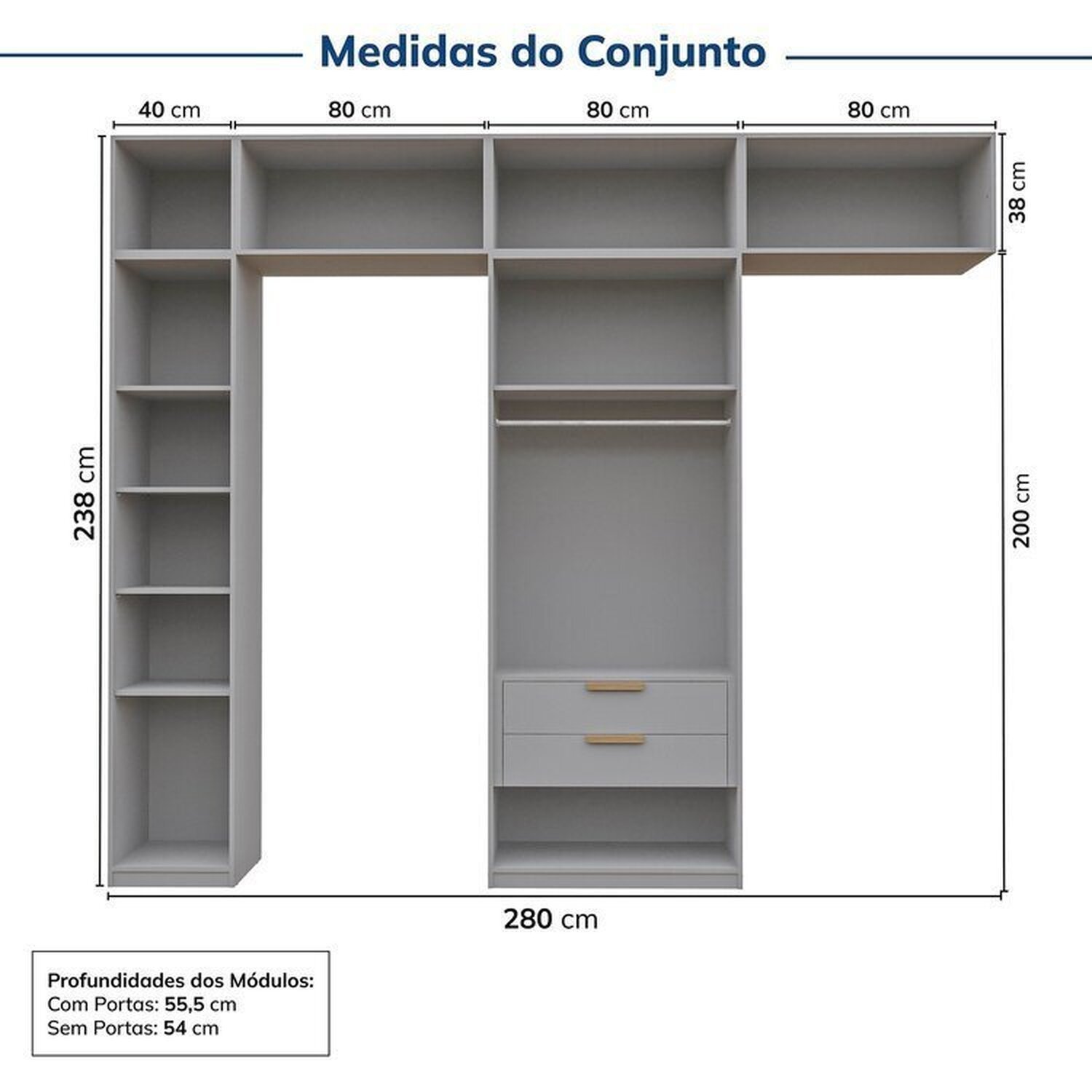 Guarda-roupa Modulado 6 Peças 10 Portas Jade Cabecasa Madeiramadeira - 4