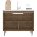 Ver imagem 3 de Balcao Pia 1m Cozinha sem Tampo Maderatto Cor Freijó Grafite