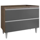 Ver imagem 1 de Balcao Pia 1m Cozinha sem Tampo Maderatto Cor Freijó Grafite