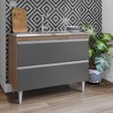 Ver imagem 2 de Balcao Pia 1m Cozinha sem Tampo Maderatto Cor Freijó Grafite