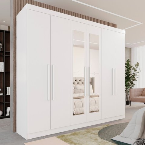 Guarda-Roupa Casal Casal 6 Portas 3 Gavetas com Espelho Roma Espresso Móveis