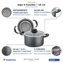 Ver imagem 4 de Jogo 4 Funções Tramontina Antiaderente Starflon Max Chumbo 16 cm 1,5 L