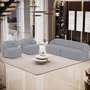 Ver mais imagens de Sofá 3 Lugares Curvo Orgânico com 02 Poltronas Living 220cm Barolo L06 Veludo Cinza