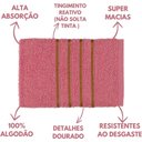 Ver imagem 3 de Jogo 5pçs 2 Banho + 2 Rosto + 1 Tapete P-banheiro 100% Algodão Alta Absorção - Rosê