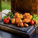 Ver imagem 4 de Grelha com 02 Molheiras em Pedra Sabão e Suporte P 20x20cm