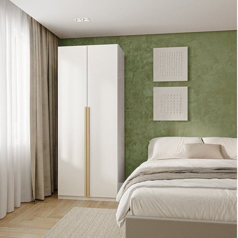 Guarda-Roupa Modulado 2 Portas com Prateleiras Jade CabeCasa MadeiraOriginals Branco/Fosco