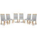 Ver imagem 1 de Kit com 6 Cadeiras Aurora Madeira Maciça Estofadas para Mesa de Jantar Linho Cinza 407