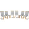 Kit com 6 Cadeiras Aurora Madeira Maciça Estofadas para Mesa de Jantar Linho Cinza 407 - 1