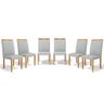 Kit com 6 Cadeiras Aurora Madeira Maciça Estofadas para Mesa de Jantar Linho Cinza 407 - 1