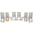 Ver imagem 1 de Kit com 6 Cadeiras Aurora Madeira Maciça Estofadas para Mesa de Jantar Linho Cinza 407