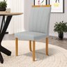 Kit com 6 Cadeiras Aurora Madeira Maciça Estofadas para Mesa de Jantar Linho Cinza 407 - 6