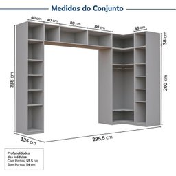 Guarda-roupa Modulado 9 Peças 13 Portas Jade Cabecasa Madeiramadeira - 4