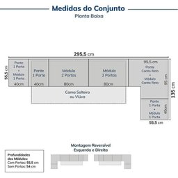 Guarda-roupa Modulado 9 Peças 13 Portas Jade Cabecasa Madeiramadeira - 3