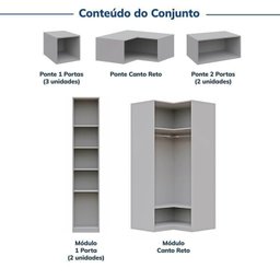 Guarda-roupa Modulado 9 Peças 13 Portas Jade Cabecasa Madeiramadeira - 5