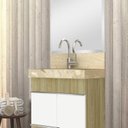 Ver imagem 2 de Kit 2 Cubas Esculpidas em Porcelanato Slim para Banheiro 60cm Blu Bege/Travertino
