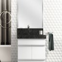 Ver imagem 1 de Kit 2 Cubas Esculpidas em Porcelanato Slim para Banheiro 60cm Preto/Black Blu