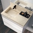 Ver imagem 2 de Kit 2 Lavatórios em Porcelanato para Banheiro 80cm com Cuba Esculpida