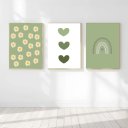 Ver imagem 1 de Kit 3 Quadros Decorativos Infantil - Boho Green NO2 - 30x40 - Moldura Madeira