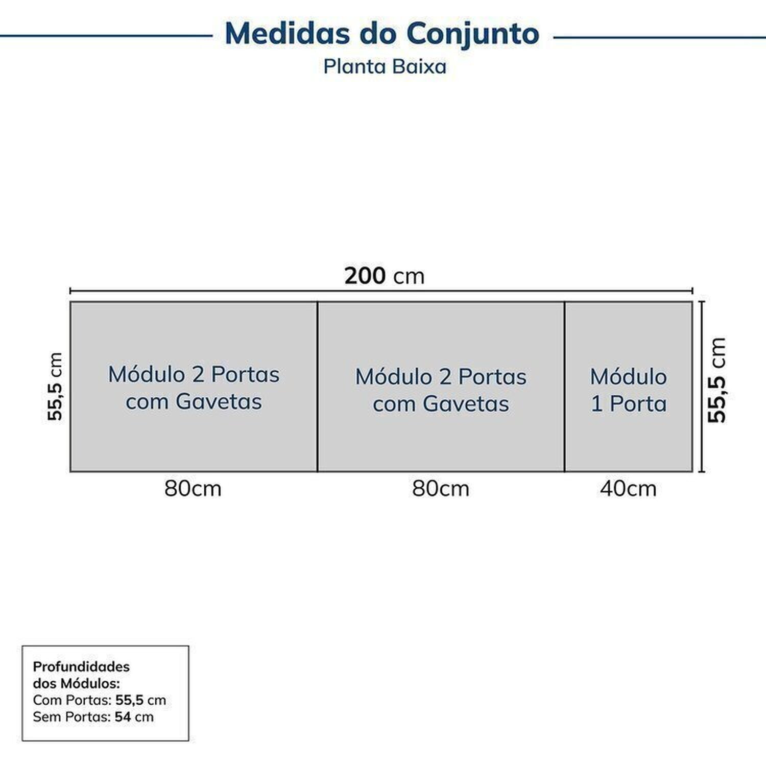 Guarda-roupa Modulado 3 Peças 5 Portas Jade Cabecasa Madeiramadeira - 3