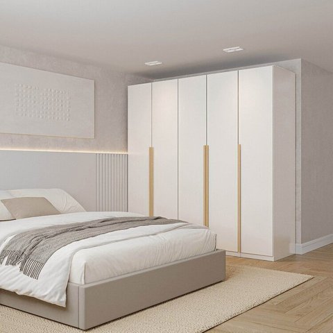 Guarda-Roupa Modulado 3 Peças 5 Portas Jade CabeCasa MadeiraOriginals Branco/Fosco