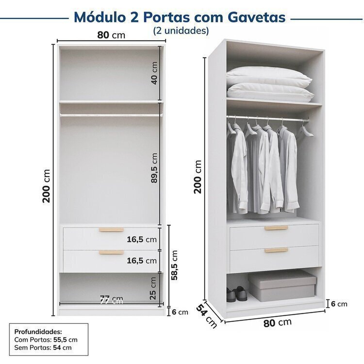 Guarda-roupa Modulado 3 Peças 5 Portas Jade Cabecasa Madeiramadeira - 10