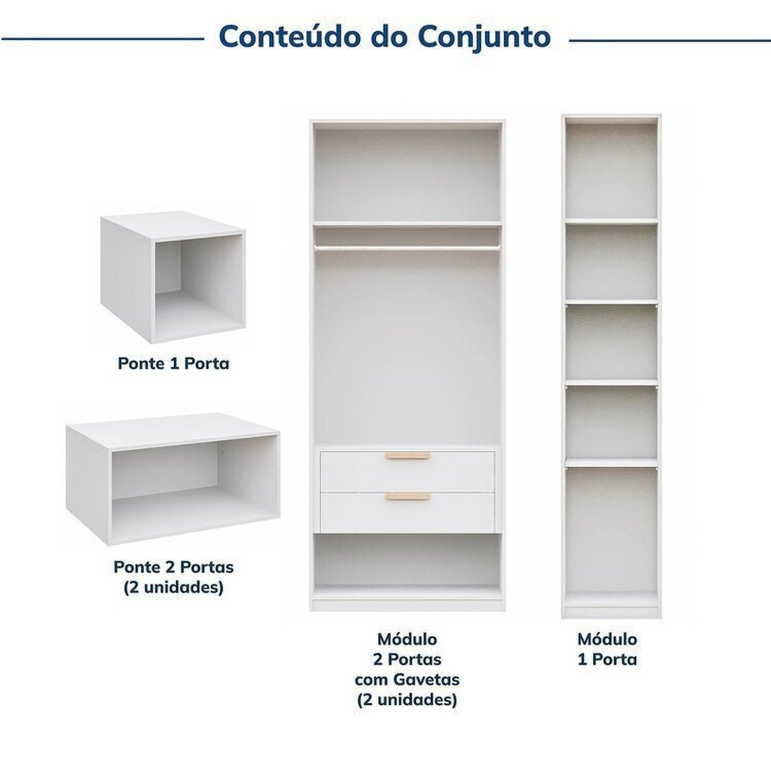 Guarda-roupa Modulado 6 Peças 10 Portas Jade Cabecasa Madeiramadeira - 5