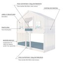 Ver imagem 4 de Beliche Infantil Montessori Casinha Dos Sonhos com Cortina Madeira Maciça Branco Megamobilia