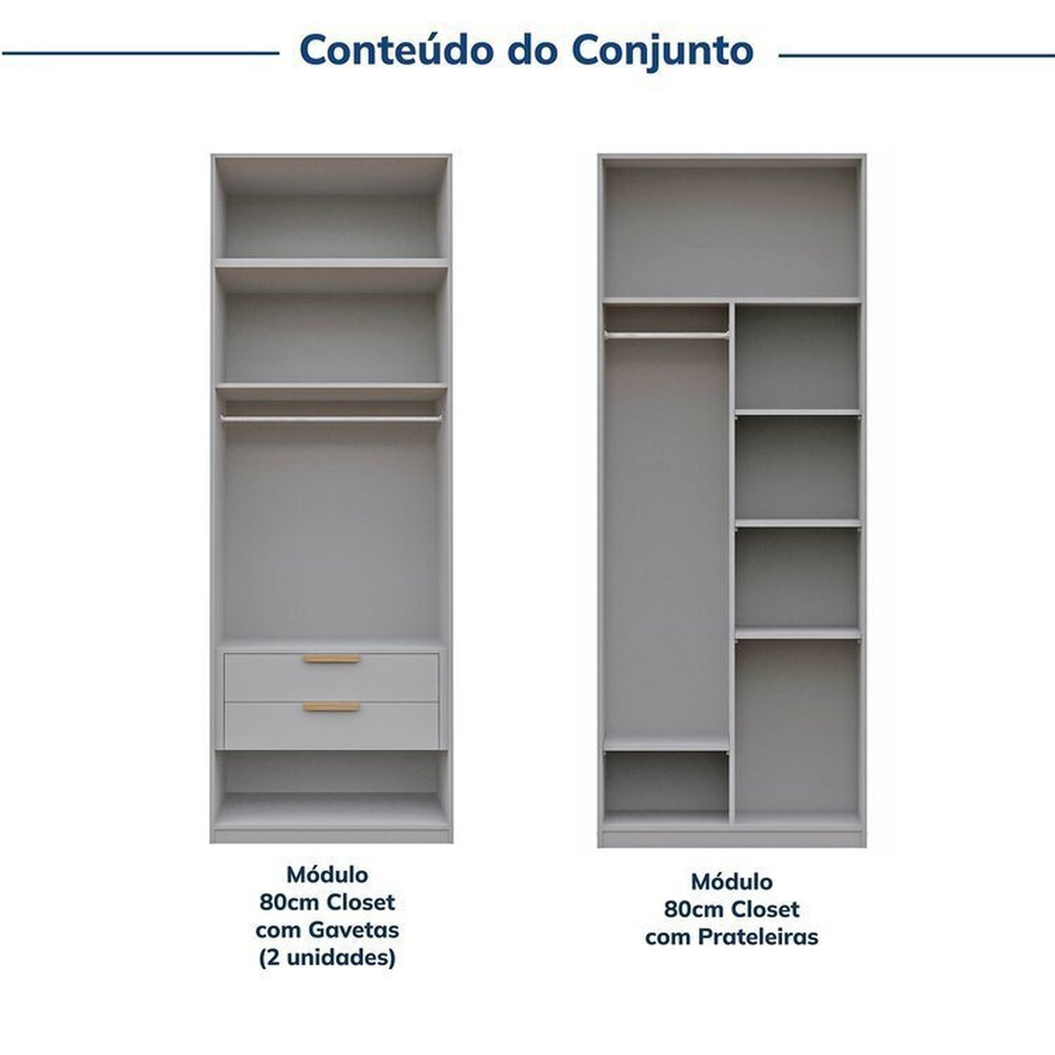 Guarda-roupa Modulado 3 Peças sem Portas Jade Cabecasa Madeiramadeira - 5