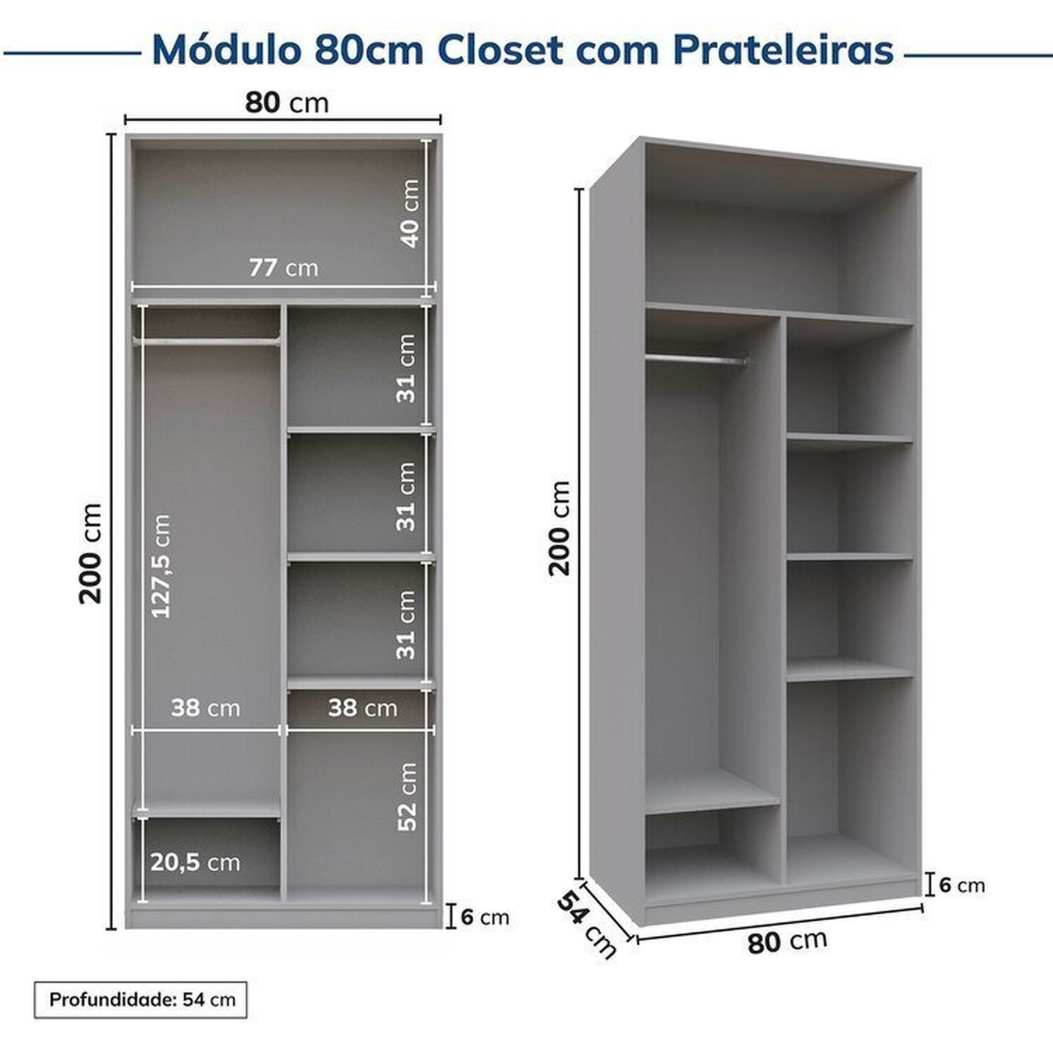 Guarda-roupa Modulado 3 Peças sem Portas Jade Cabecasa Madeiramadeira - 10