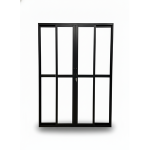 Porta Sacada 4 Folhas Aluminio Preto com Fechadura 2,10x2,00 Linha 25