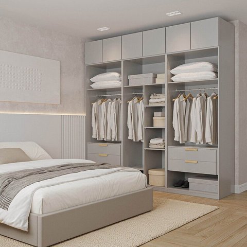 Guarda-Roupa Modulado 6 Peças 6 Portas Jade CabeCasa MadeiraOriginals Cinza/Urbano