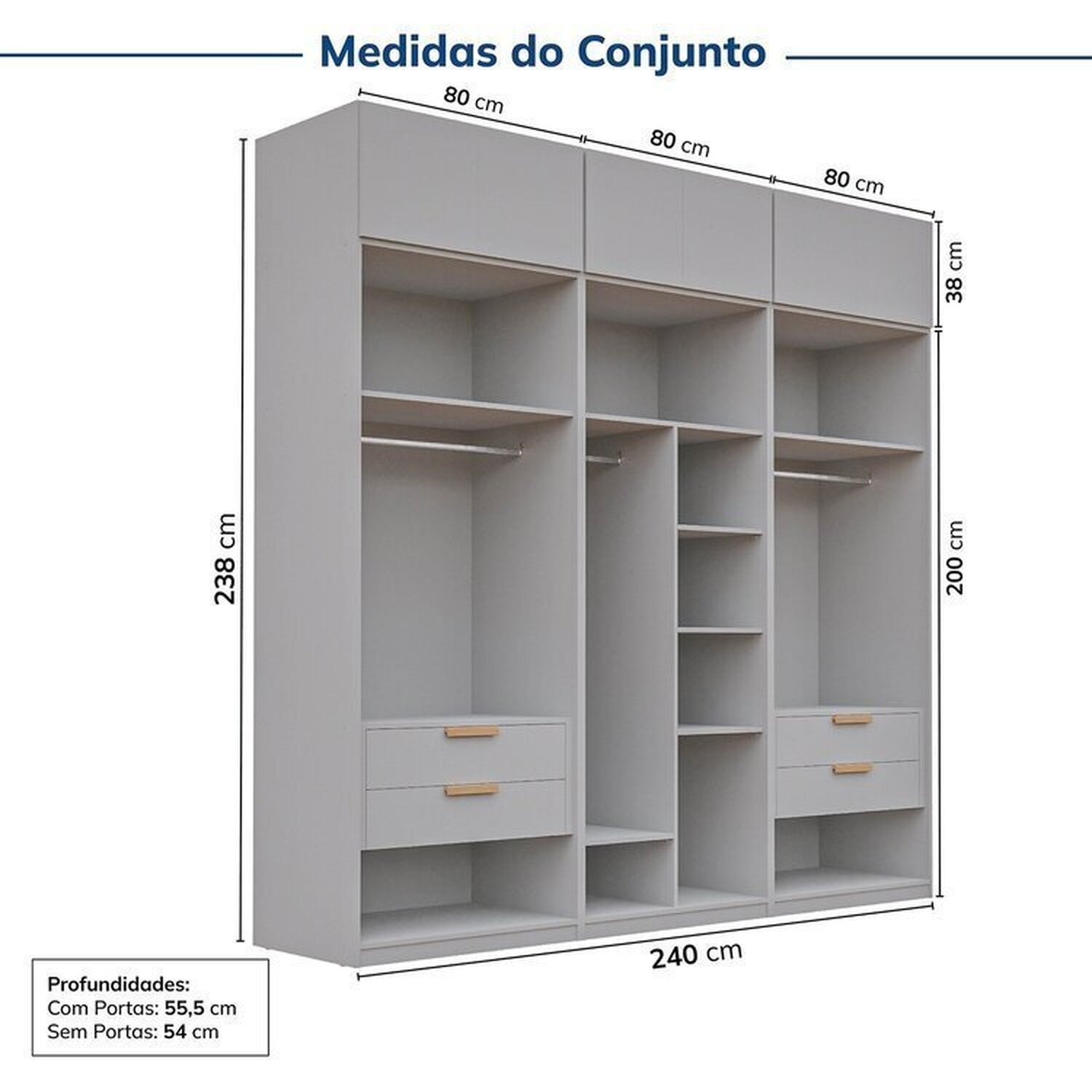 Guarda-roupa Modulado 6 Peças 6 Portas Jade Cabecasa Madeiramadeira - 4