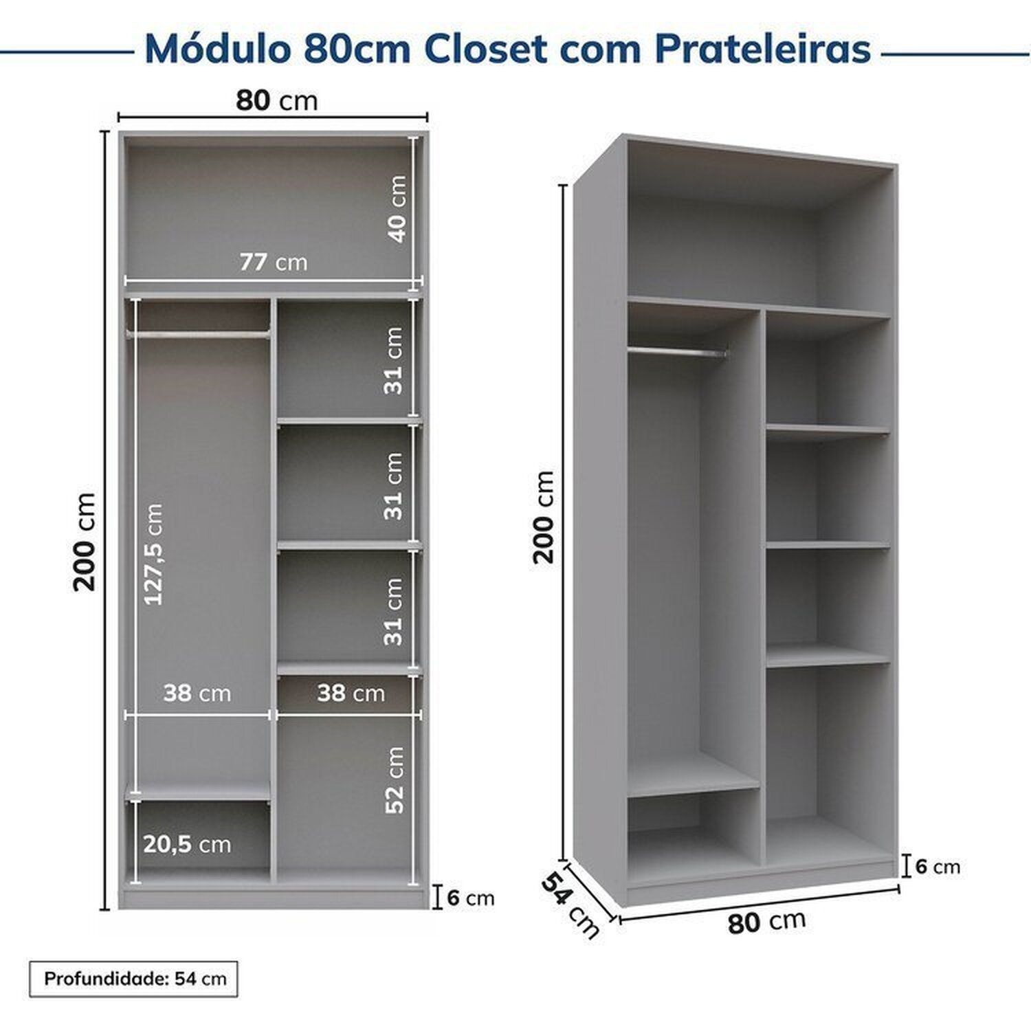 Guarda-roupa Modulado 6 Peças 6 Portas Jade Cabecasa Madeiramadeira - 12