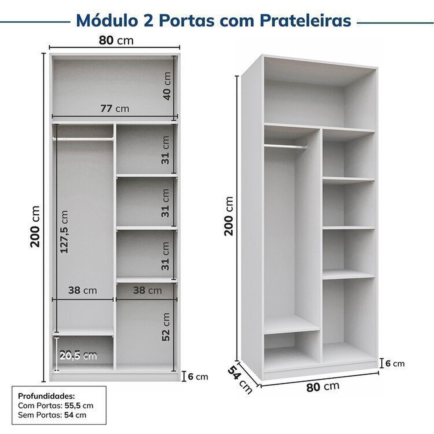 Guarda-roupa Modulado 6 Peças 12 Portas Jade Cabecasa Madeiramadeira - 13