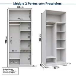 Guarda-roupa Modulado 6 Peças 12 Portas Jade Cabecasa Madeiramadeira - 13