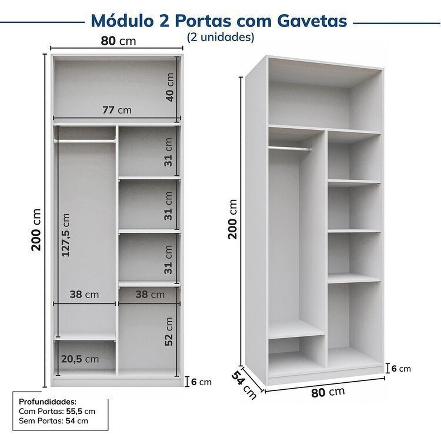 Guarda-roupa Modulado 6 Peças 12 Portas Jade Cabecasa Madeiramadeira - 14