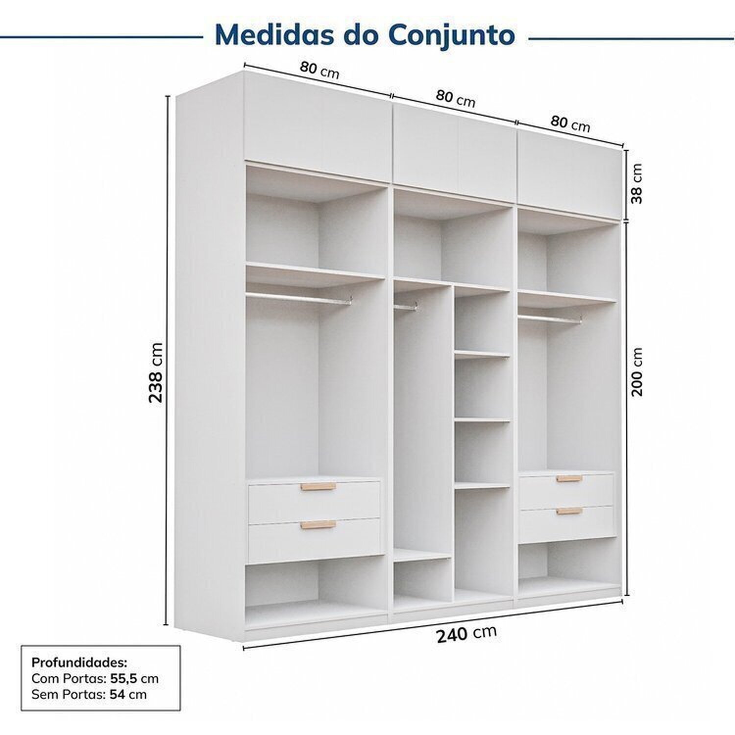 Guarda-roupa Modulado 6 Peças 12 Portas Jade Cabecasa Madeiramadeira - 4