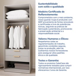 Guarda-roupa Modulado 3 Peças sem Portas Jade CabeCasa MadeiraMadeira - 12
