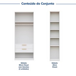 Guarda-roupa Modulado 3 Peças sem Portas Jade CabeCasa MadeiraMadeira - 5