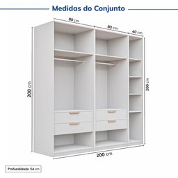 Guarda-roupa Modulado 3 Peças sem Portas Jade CabeCasa MadeiraMadeira - 4