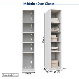 Guarda-roupa Modulado 3 Peças sem Portas Jade CabeCasa MadeiraMadeira - 11