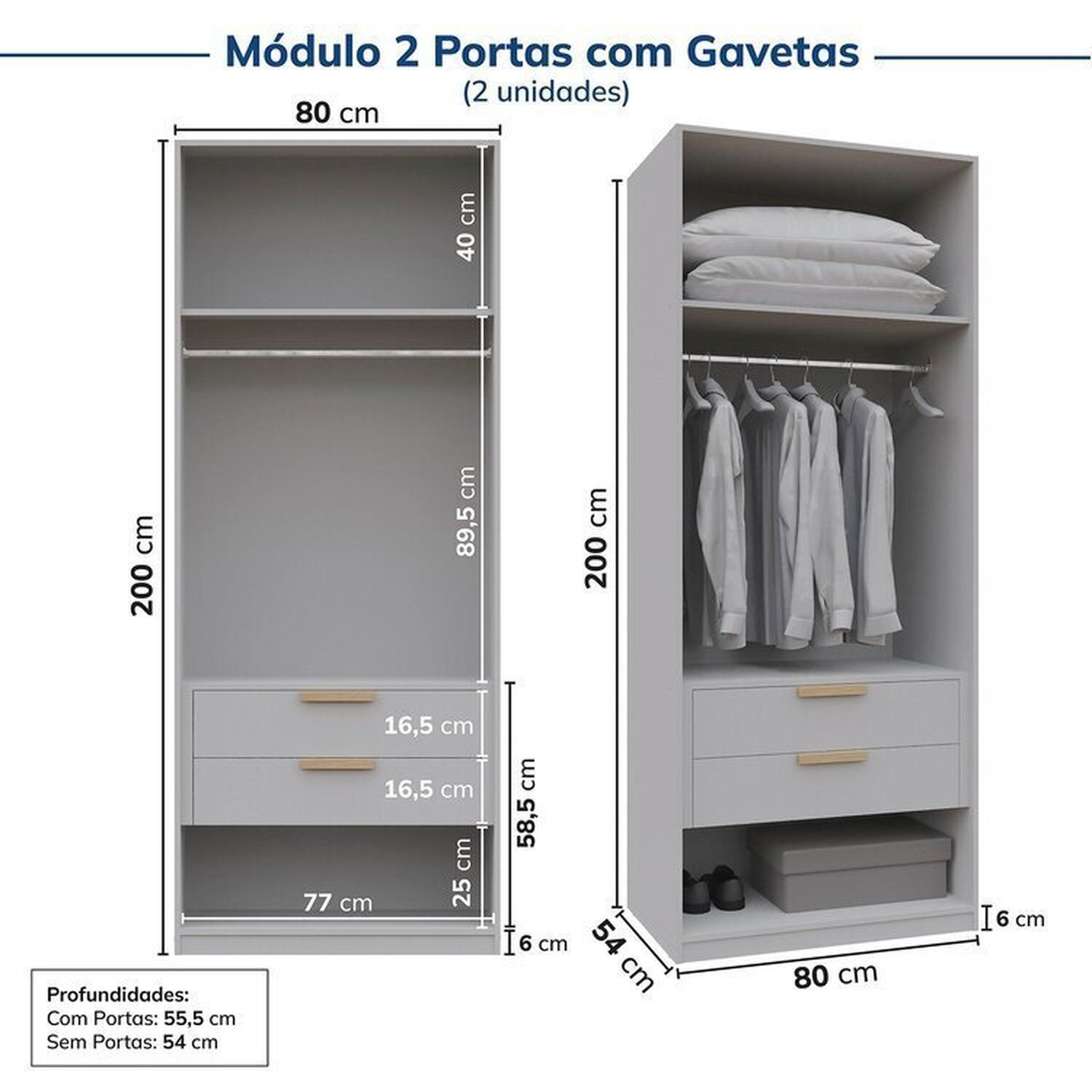 Guarda-roupa Modulado 3 Peças 6 Portas Jade Cabecasa Madeiramadeira - 9