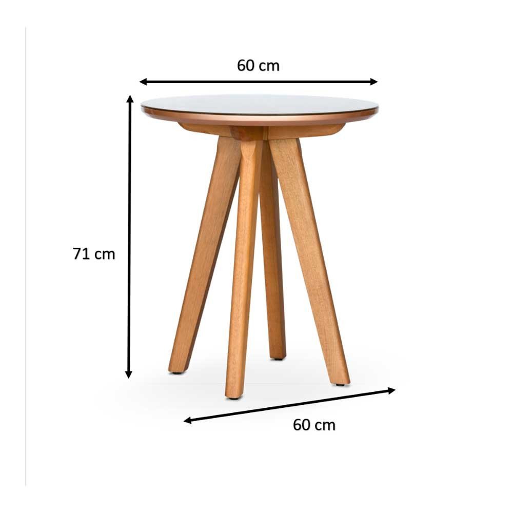 Mesa de Canto Nicole em Madeira Tauari Tampo em Mdf e Vidro Madresilva - 3