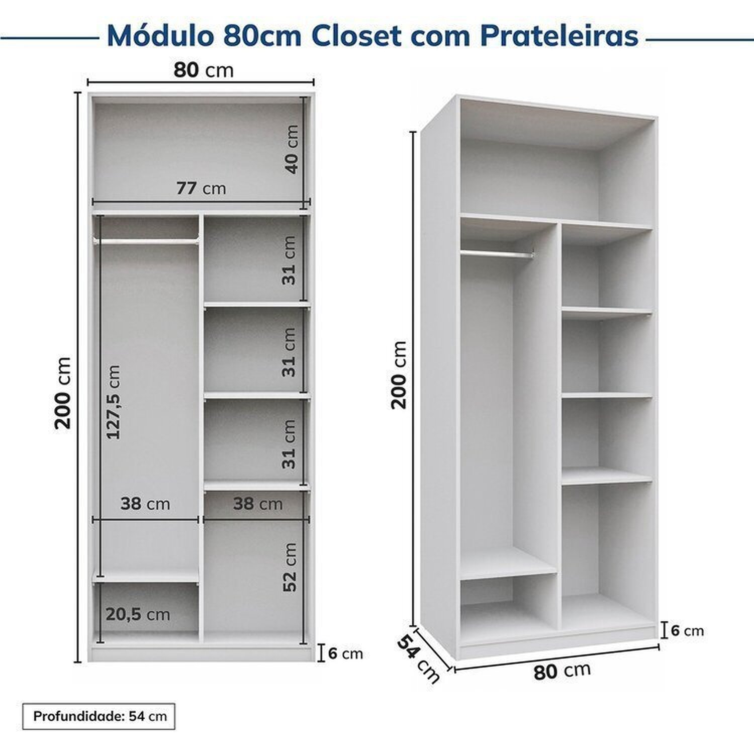 Guarda-roupa Modulado 6 Peças 6 Portas Jade Cabecasa Madeiramadeira - 12