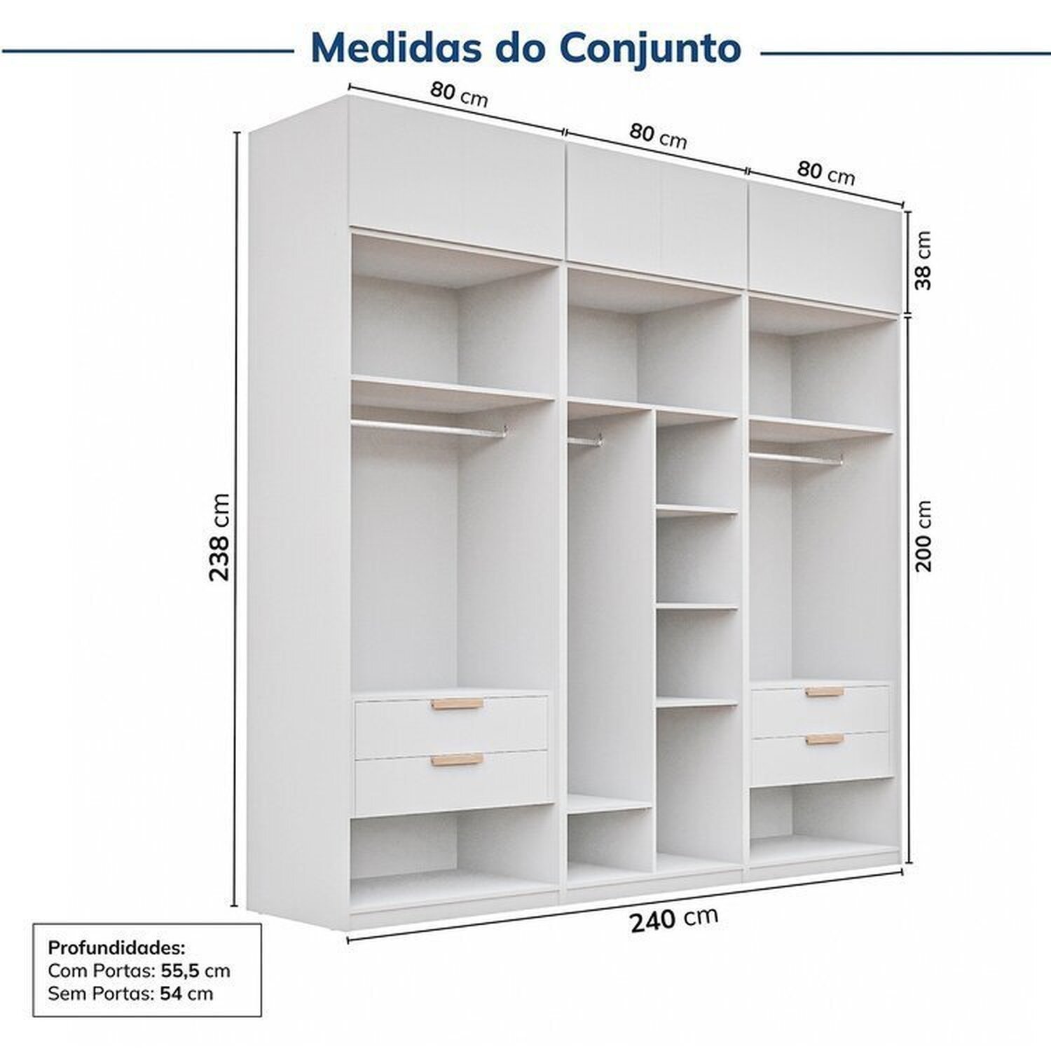 Guarda-roupa Modulado 6 Peças 6 Portas Jade Cabecasa Madeiramadeira - 4