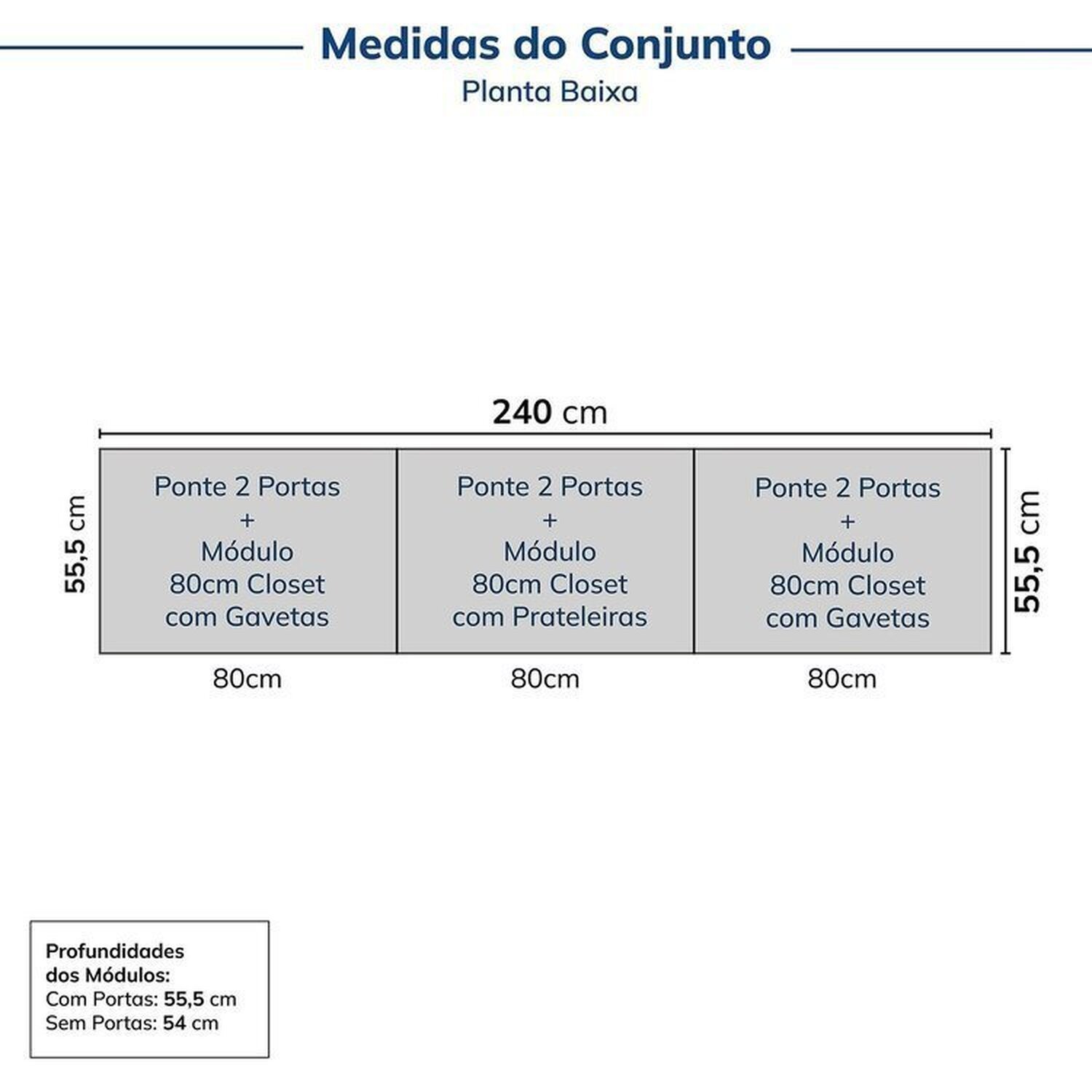 Guarda-roupa Modulado 6 Peças 6 Portas Jade Cabecasa Madeiramadeira - 3