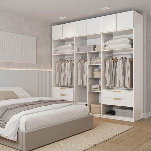 Guarda-Roupa Modulado 6 Peças 6 Portas Jade CabeCasa MadeiraOriginals Branco/Fosco